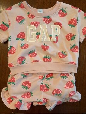 GAP Pink Strawberry Print Two-Piece Set